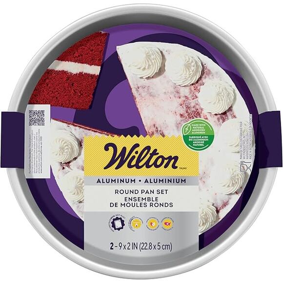 Wilton Aluminum 9 Inch Round Cake Pan Set Of 2 Round Pans - Picture 2 of 3